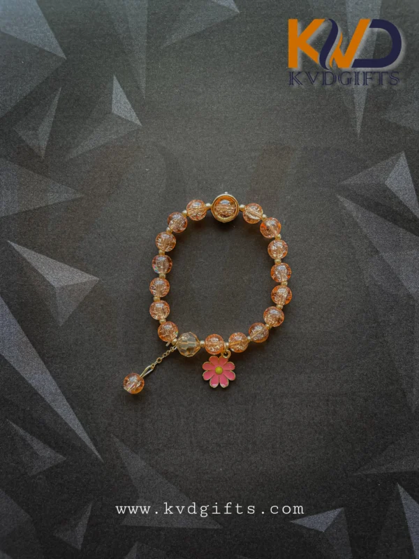 Peach Crystal Bead Bracelet with Flower Charm – KVD Gifts Exclusive