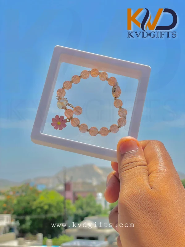 Peach Crystal Bead Bracelet with Flower Charm – KVD Gifts Exclusive