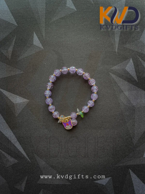 Lavender Crystal Bead Bracelet with Cartoon Charm – By KVDGIFTS