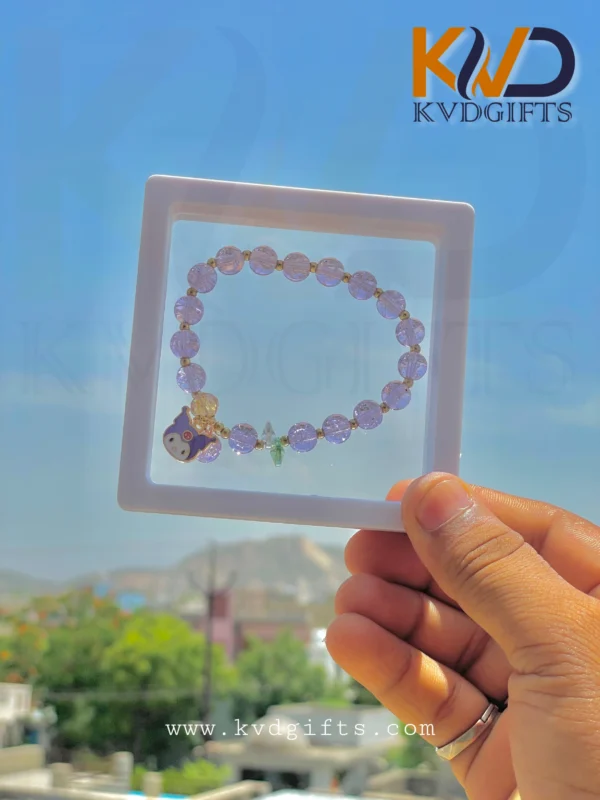 Lavender Crystal Bead Bracelet with Cartoon Charm – By KVDGIFTS