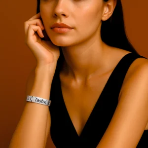 Personalized Name Engraved Bracelet –  Silver, Elegant, Customizable & Stylish