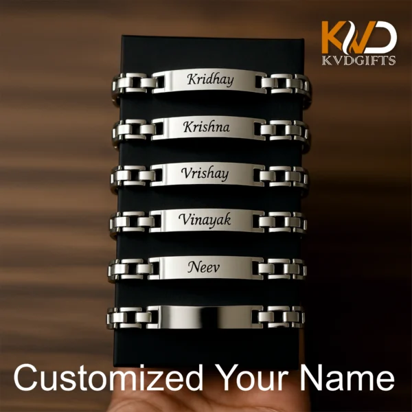 Personalized Name Engraved Bracelet –  Silver, Elegant, Customizable & Stylish