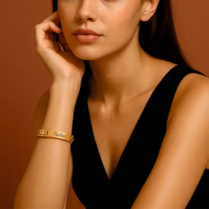Personalized Name Engraved Bracelet – Rose Gold, Elegant, Customizable & Stylish