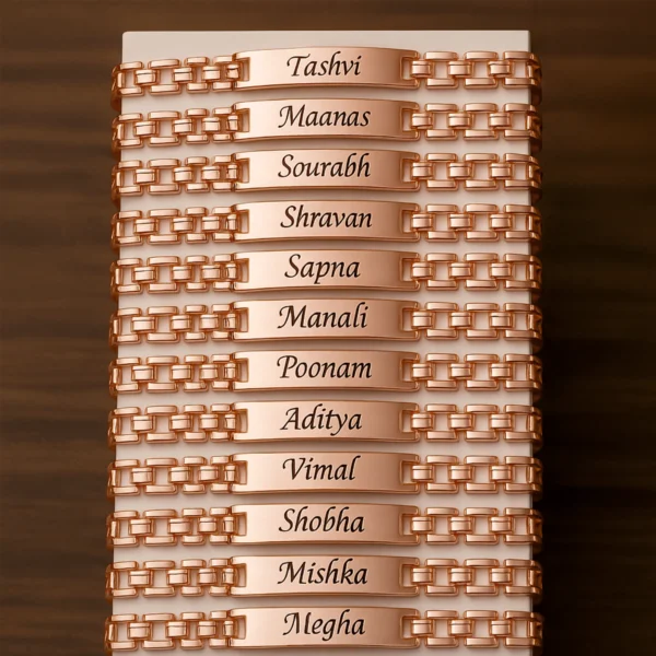 Personalized Name Engraved Bracelet – Rose Gold, Elegant, Customizable & Stylish